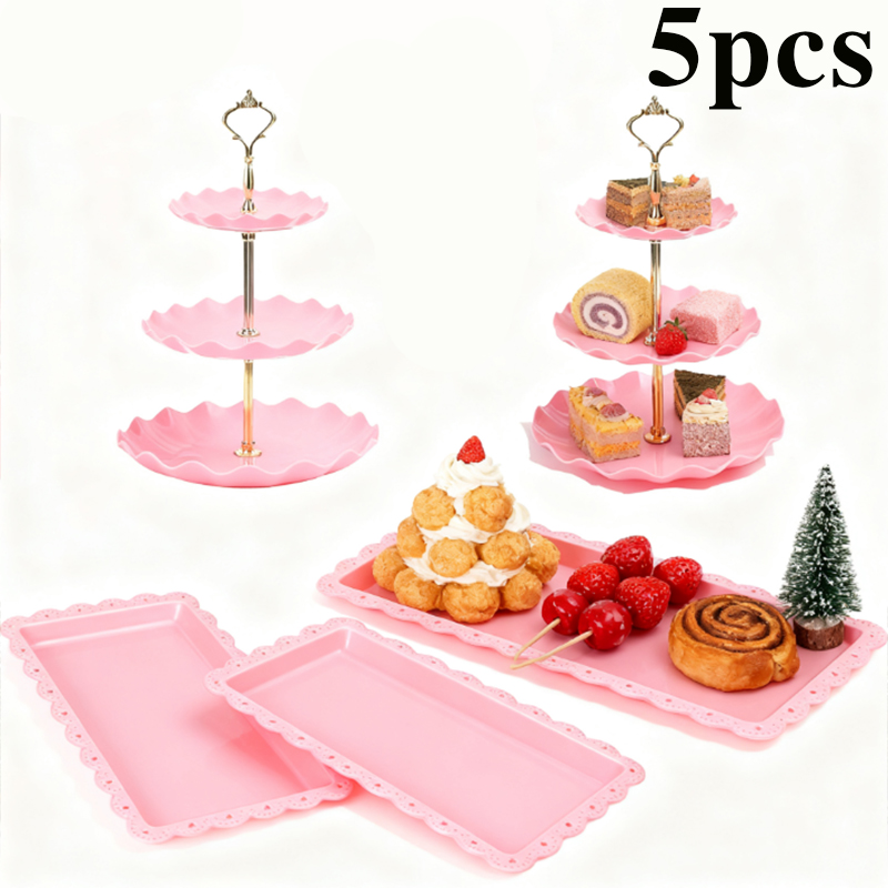 2/5pcs luxury pink cake rack d - Display Risers Set ulasan dan harga