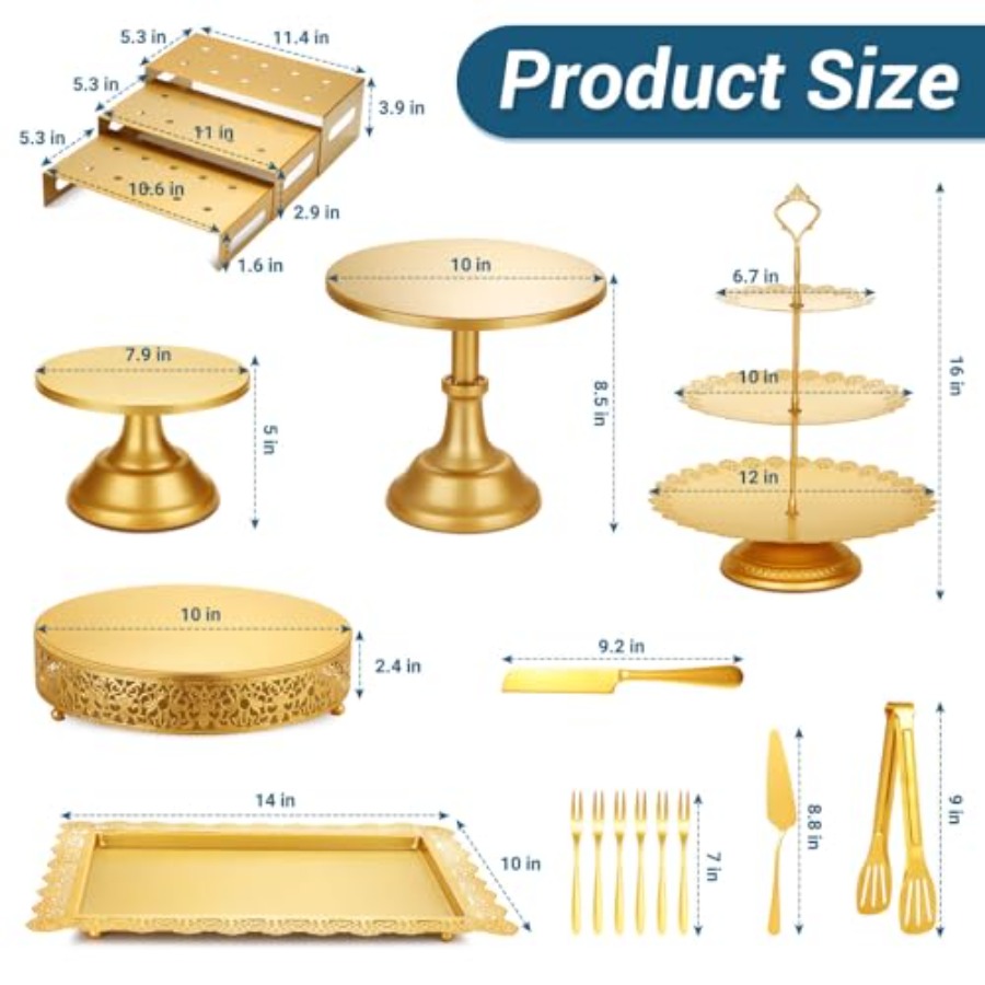 Metal Gold Dessert Table Displ - Display Risers Set ulasan dan harga