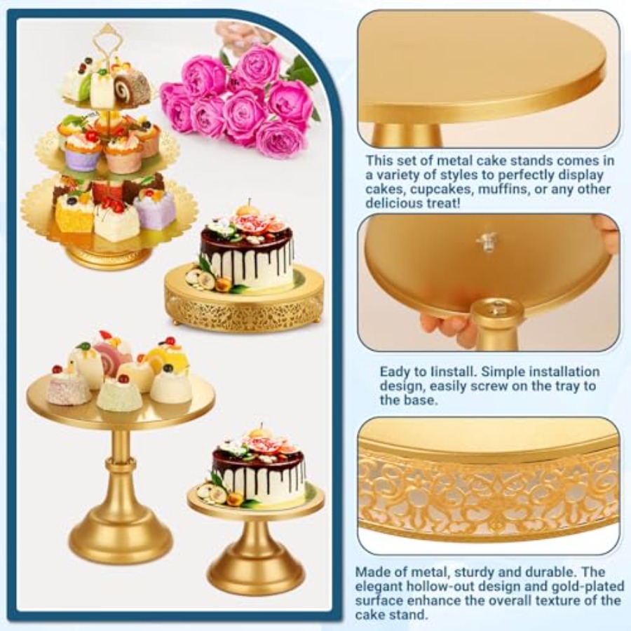Metal Gold Dessert Table Displ - Display Risers Set ulasan dan harga