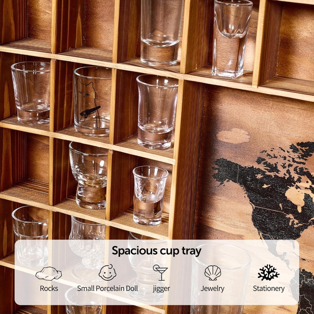 Large World Map Shot Glass Dis - Display Case Acrylic ulasan dan harga